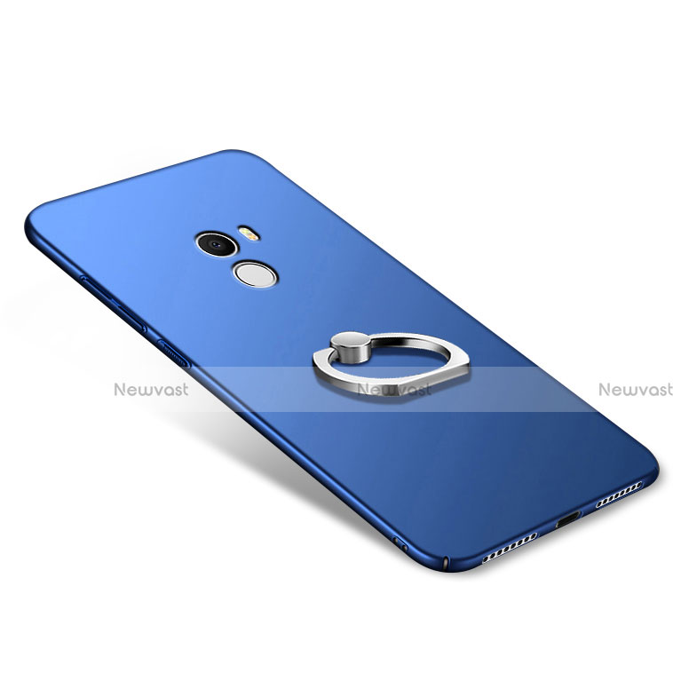 Hard Rigid Plastic Matte Finish Cover with Finger Ring Stand A02 for Xiaomi Mi Mix Blue