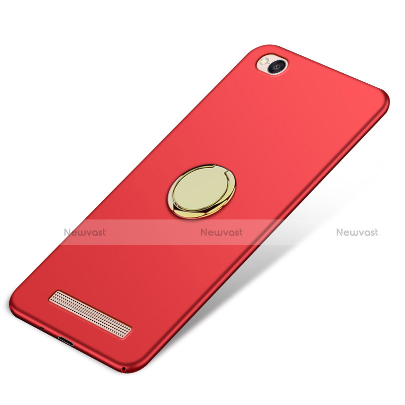 Hard Rigid Plastic Matte Finish Cover with Finger Ring Stand A02 for Xiaomi Redmi 4A Red
