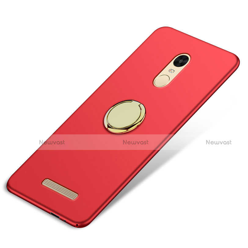 Hard Rigid Plastic Matte Finish Cover with Finger Ring Stand A02 for Xiaomi Redmi Note 3 Pro Red