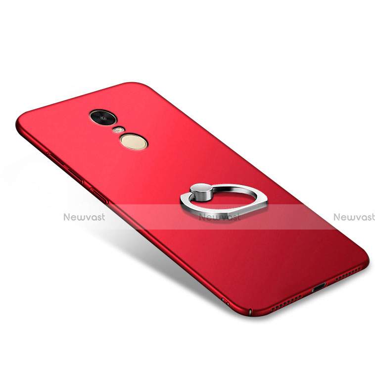 Hard Rigid Plastic Matte Finish Cover with Finger Ring Stand A02 for Xiaomi Redmi Note 4X Red