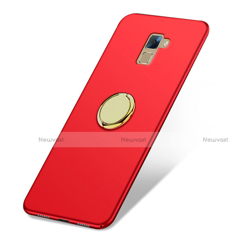 Hard Rigid Plastic Matte Finish Cover with Finger Ring Stand A03 for Huawei Honor 7 Dual SIM Red