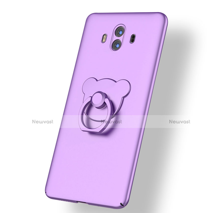 Hard Rigid Plastic Matte Finish Cover with Finger Ring Stand A03 for Huawei Mate 10 Purple