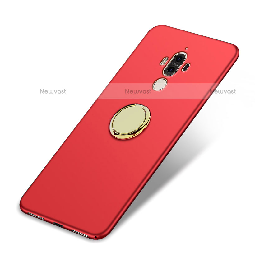 Hard Rigid Plastic Matte Finish Cover with Finger Ring Stand A03 for Huawei Mate 9 Red