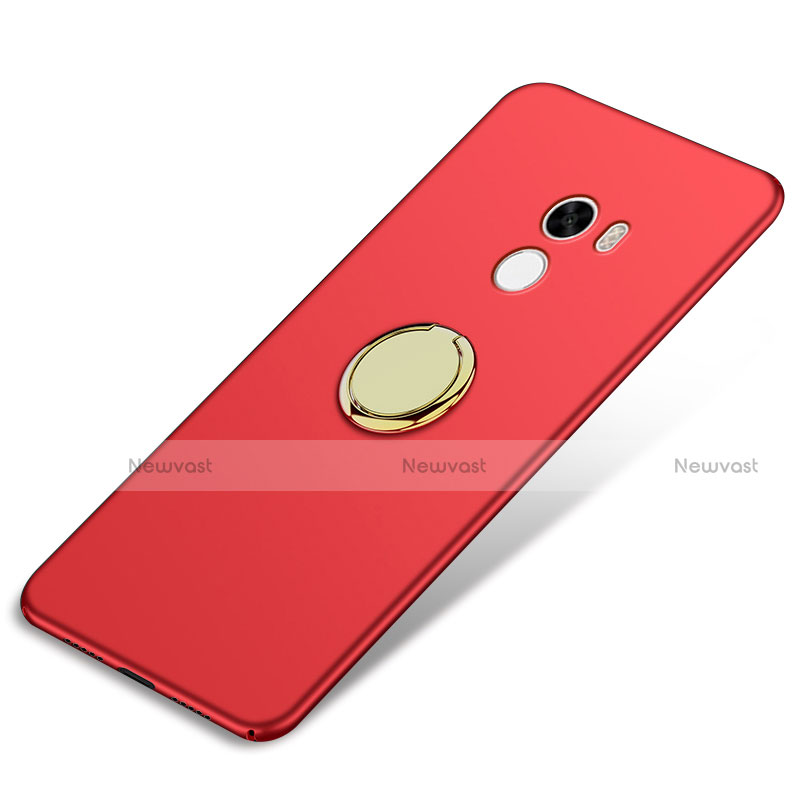 Hard Rigid Plastic Matte Finish Cover with Finger Ring Stand A03 for Xiaomi Mi Mix Red