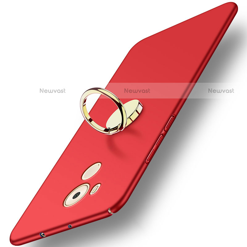 Hard Rigid Plastic Matte Finish Cover with Finger Ring Stand A04 for Huawei Mate 8 Red