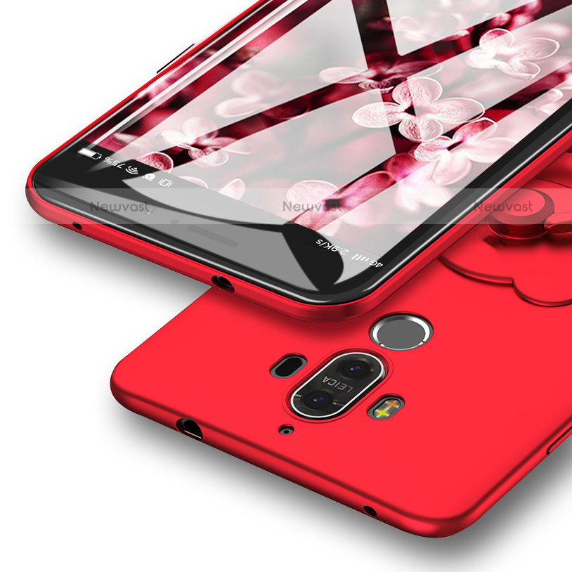 Hard Rigid Plastic Matte Finish Cover with Finger Ring Stand A04 for Huawei Mate 9 Red
