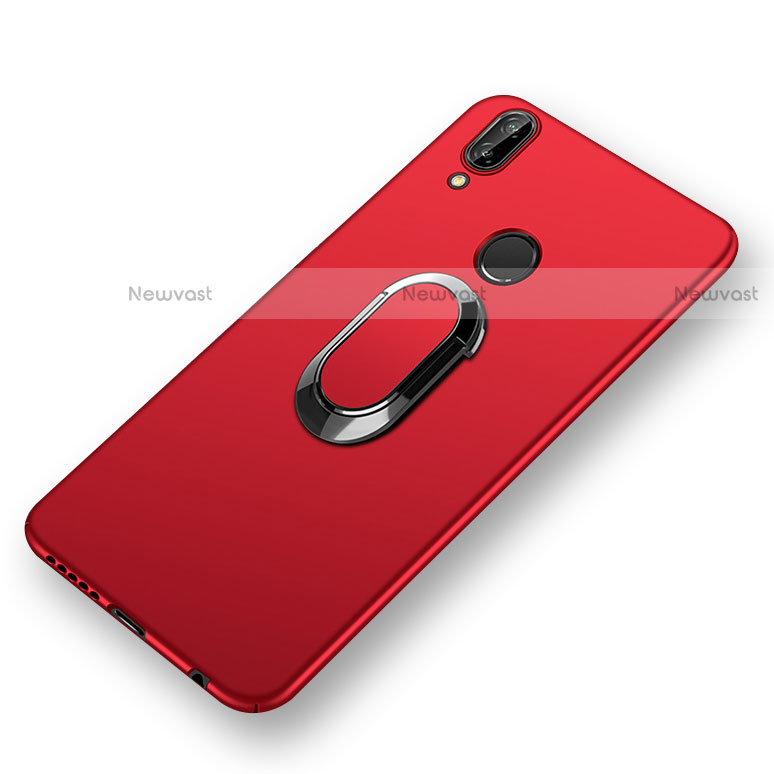 Hard Rigid Plastic Matte Finish Cover with Finger Ring Stand and Lanyard for Huawei Nova 3e Red