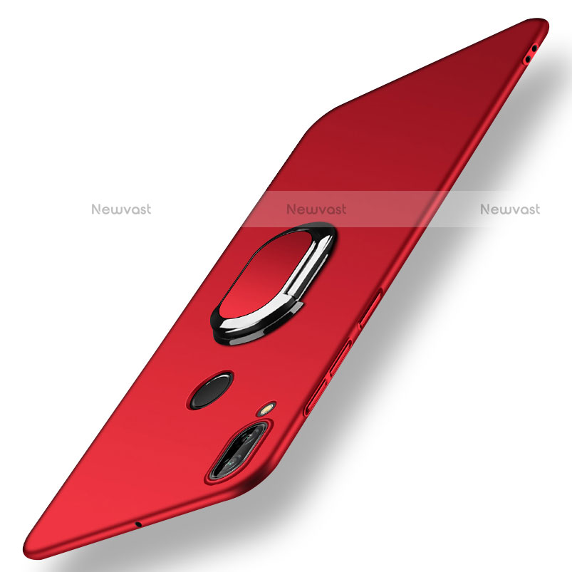 Hard Rigid Plastic Matte Finish Cover with Finger Ring Stand and Lanyard for Huawei Nova 3e Red