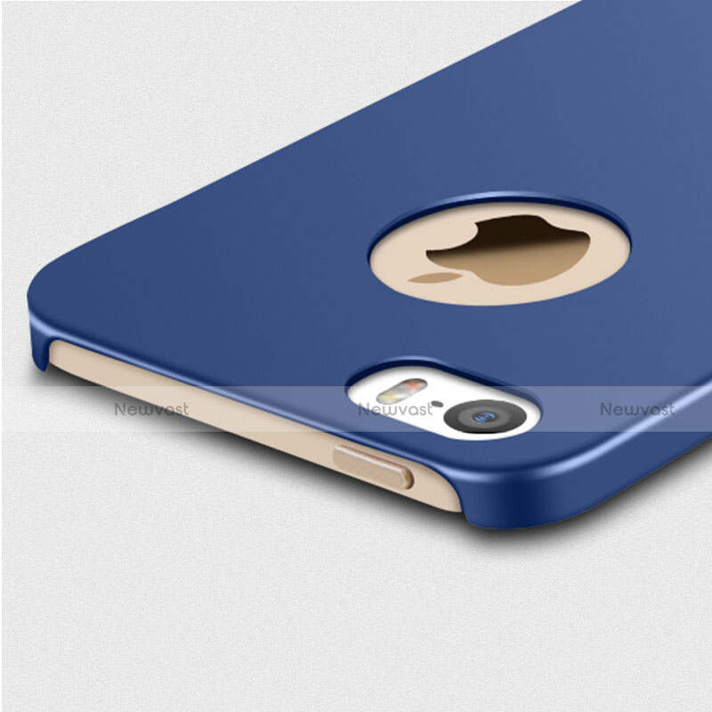 Hard Rigid Plastic Matte Finish Cover with Finger Ring Stand for Apple iPhone 5 Blue