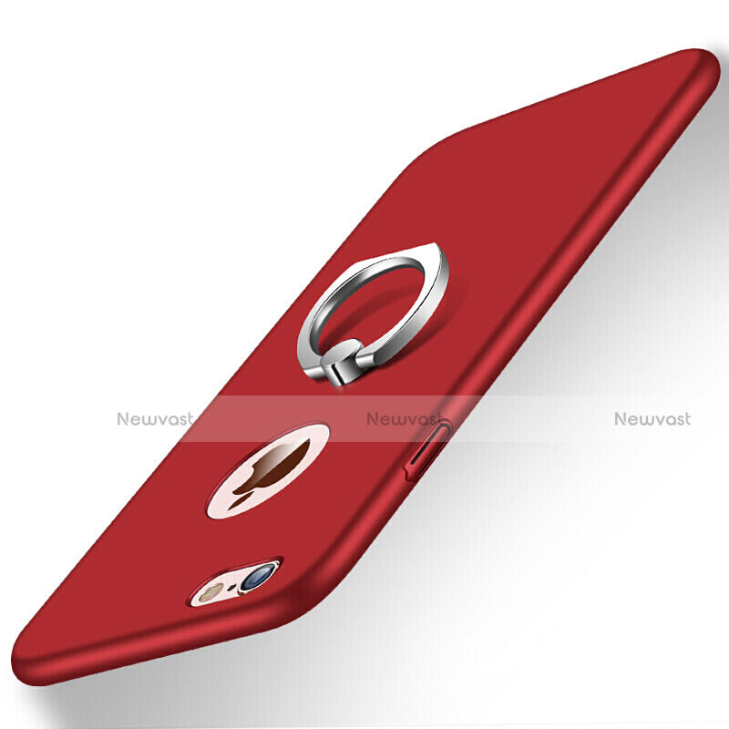 Hard Rigid Plastic Matte Finish Cover with Finger Ring Stand for Apple iPhone 6S Red