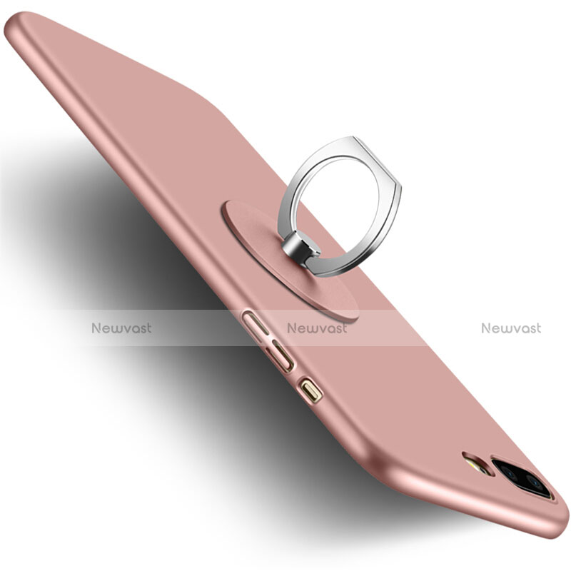 Hard Rigid Plastic Matte Finish Cover with Finger Ring Stand for Apple iPhone 8 Plus Pink