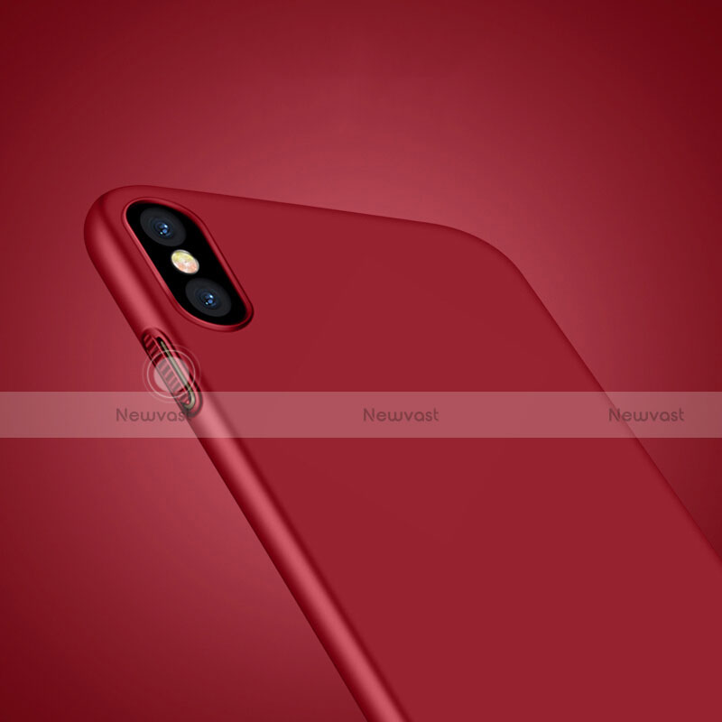 Hard Rigid Plastic Matte Finish Cover with Finger Ring Stand for Apple iPhone X Red