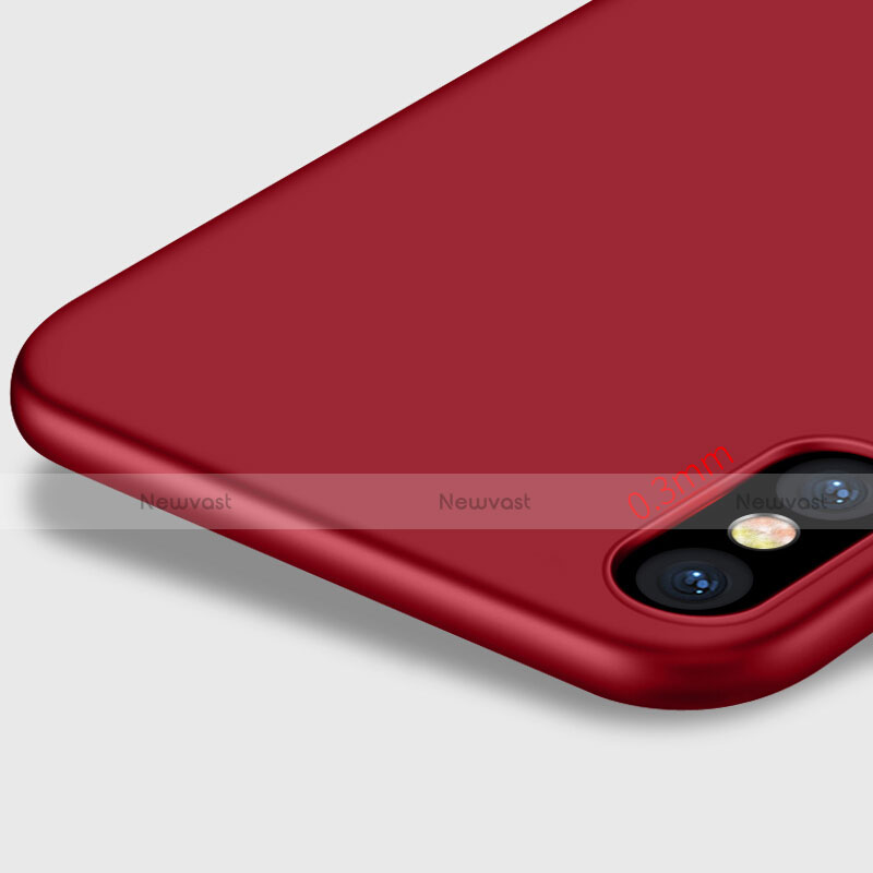 Hard Rigid Plastic Matte Finish Cover with Finger Ring Stand for Apple iPhone Xs Red