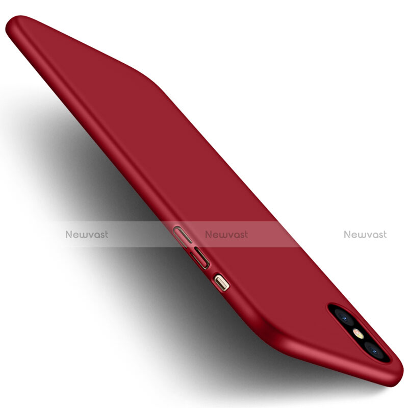 Hard Rigid Plastic Matte Finish Cover with Finger Ring Stand for Apple iPhone Xs Red