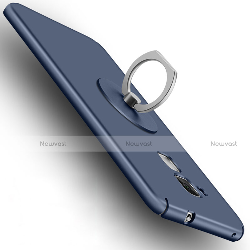 Hard Rigid Plastic Matte Finish Cover with Finger Ring Stand for Huawei GR5 Mini Blue