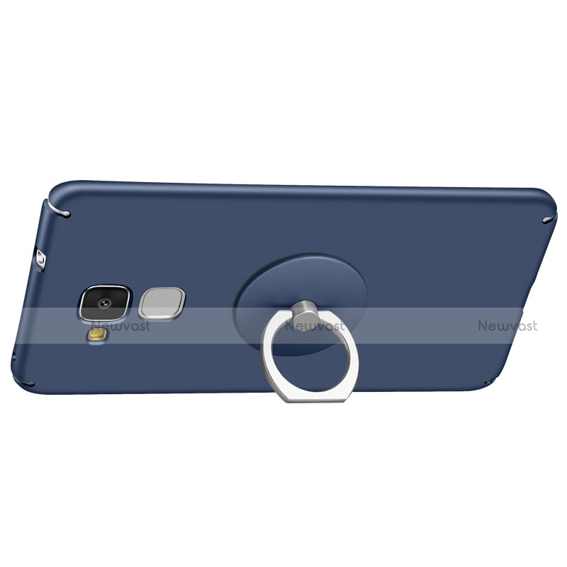 Hard Rigid Plastic Matte Finish Cover with Finger Ring Stand for Huawei GR5 Mini Blue