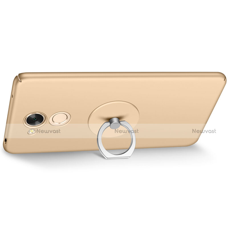 Hard Rigid Plastic Matte Finish Cover with Finger Ring Stand for Huawei Honor 6C Pro Gold