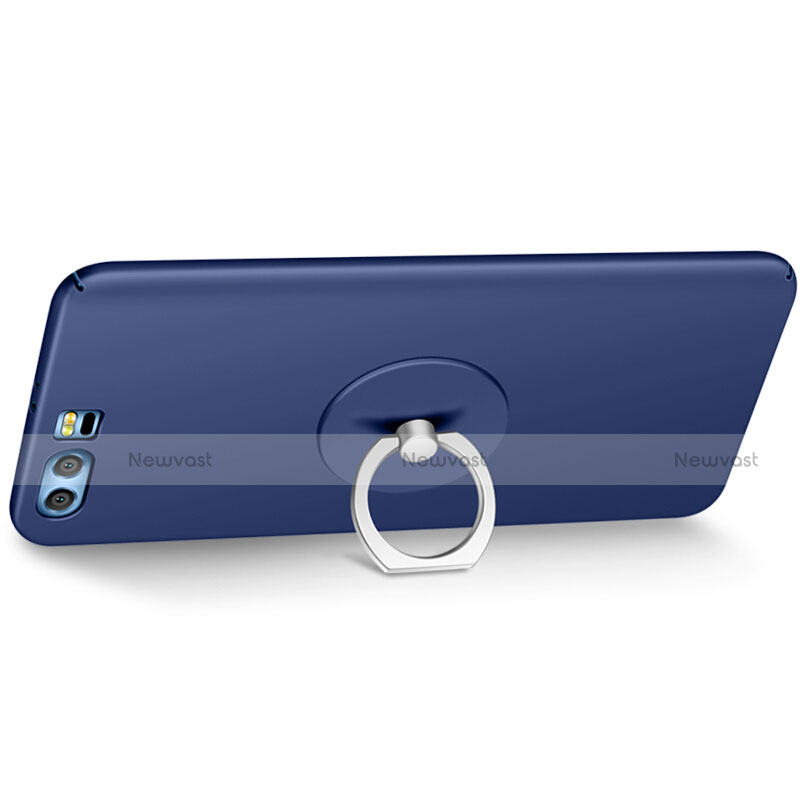 Hard Rigid Plastic Matte Finish Cover with Finger Ring Stand for Huawei Honor 9 Premium Blue