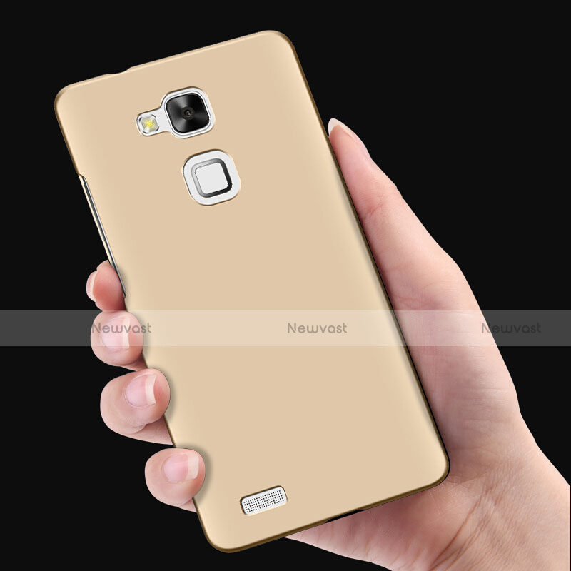 Hard Rigid Plastic Matte Finish Cover with Finger Ring Stand for Huawei Mate 7 Gold