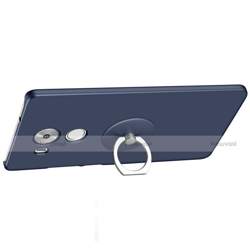 Hard Rigid Plastic Matte Finish Cover with Finger Ring Stand for Huawei Mate 8 Blue