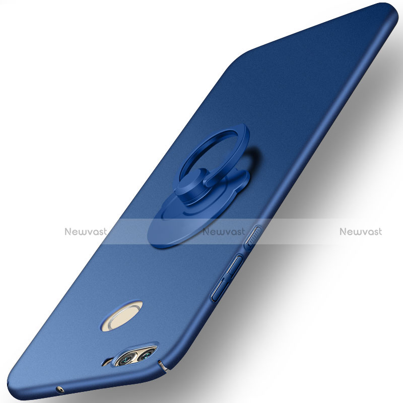 Hard Rigid Plastic Matte Finish Cover with Finger Ring Stand for Huawei Nova 2 Plus Blue
