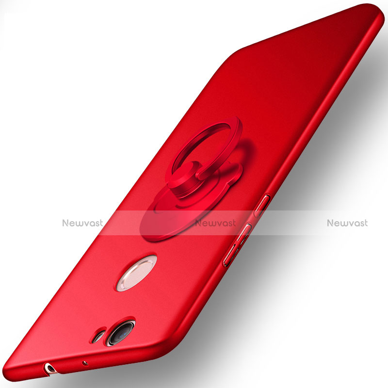 Hard Rigid Plastic Matte Finish Cover with Finger Ring Stand for Huawei Nova Red