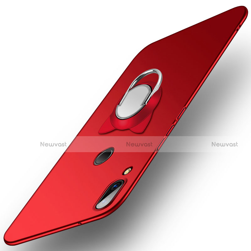 Hard Rigid Plastic Matte Finish Cover with Finger Ring Stand for Huawei P20 Lite Red