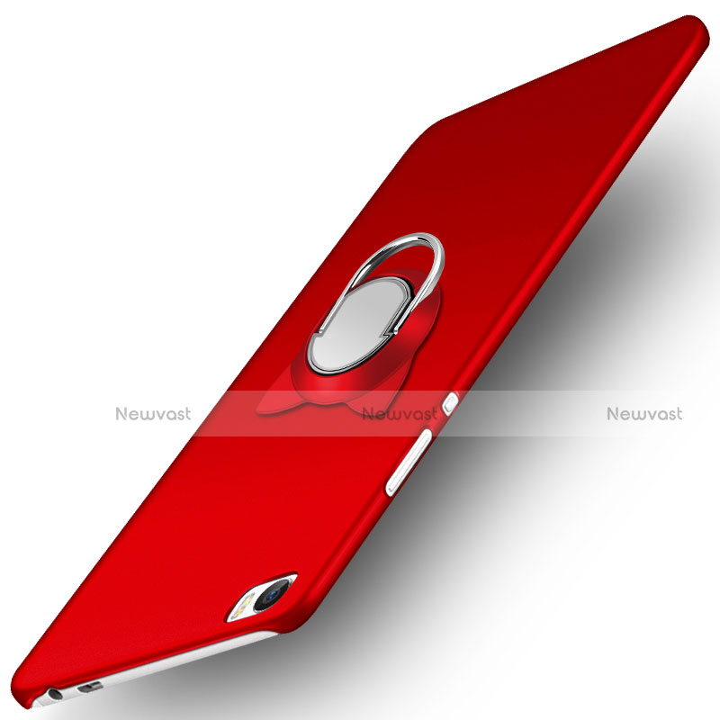 Hard Rigid Plastic Matte Finish Cover with Finger Ring Stand for Huawei P8 Max Red