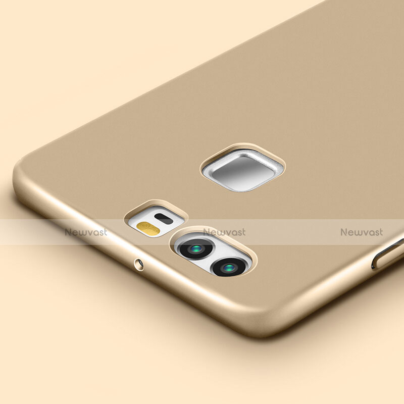 Hard Rigid Plastic Matte Finish Cover with Finger Ring Stand for Huawei P9 Plus Gold