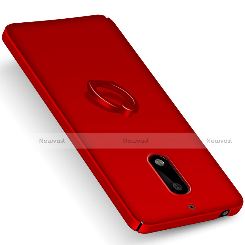 Hard Rigid Plastic Matte Finish Cover with Finger Ring Stand for Nokia 6 Red