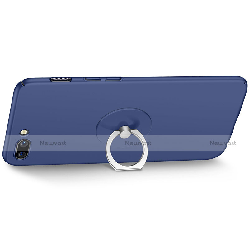 Hard Rigid Plastic Matte Finish Cover with Finger Ring Stand for OnePlus 5 Blue