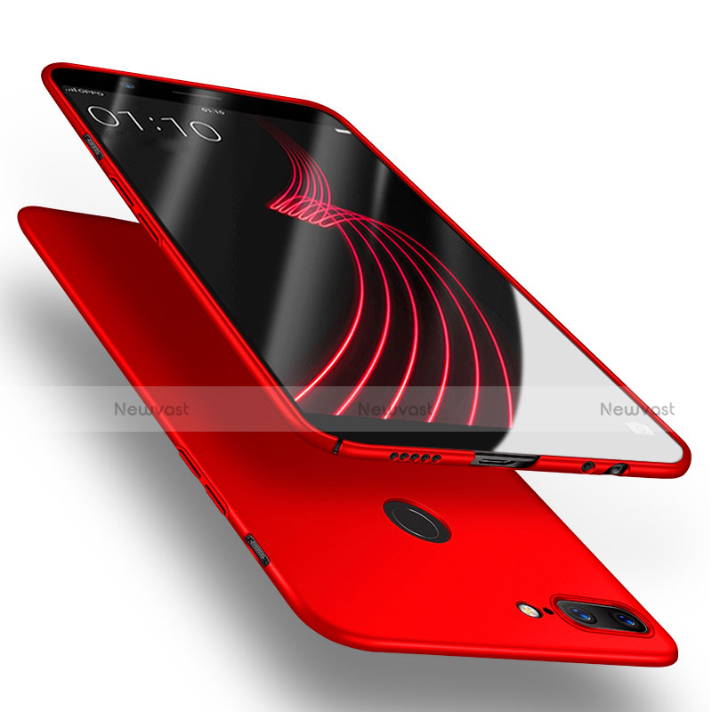 Hard Rigid Plastic Matte Finish Cover with Finger Ring Stand for OnePlus 5T A5010 Red