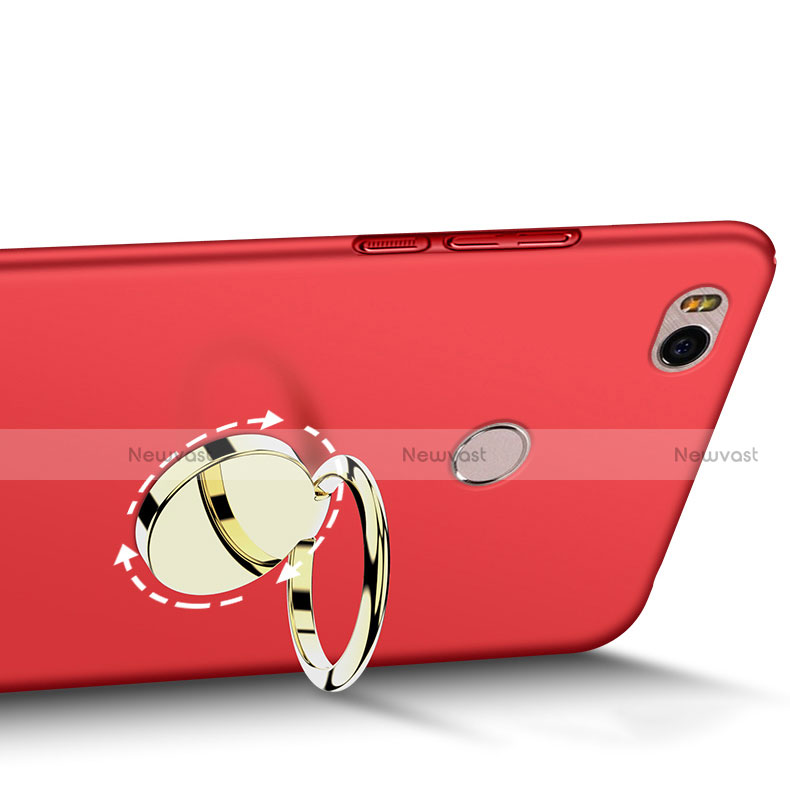 Hard Rigid Plastic Matte Finish Cover with Finger Ring Stand for Xiaomi Mi 4S Red