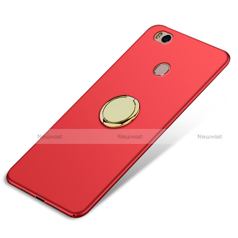 Hard Rigid Plastic Matte Finish Cover with Finger Ring Stand for Xiaomi Mi 4S Red