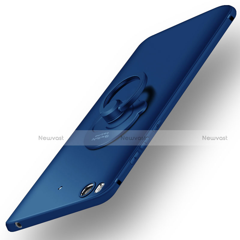 Hard Rigid Plastic Matte Finish Cover with Finger Ring Stand for Xiaomi Mi 5S Blue