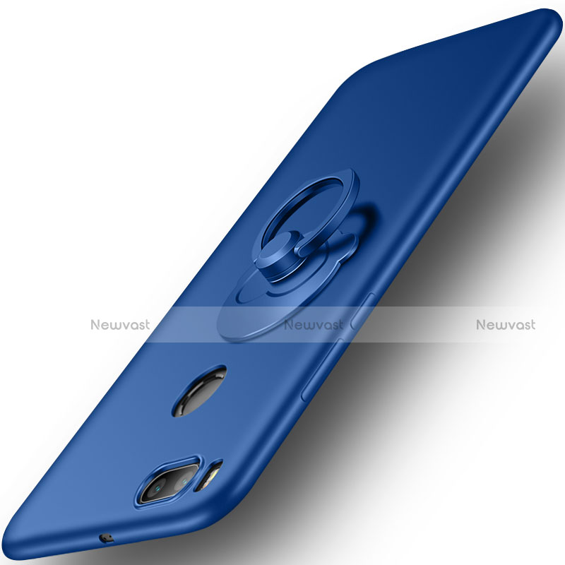 Hard Rigid Plastic Matte Finish Cover with Finger Ring Stand for Xiaomi Mi A1 Blue