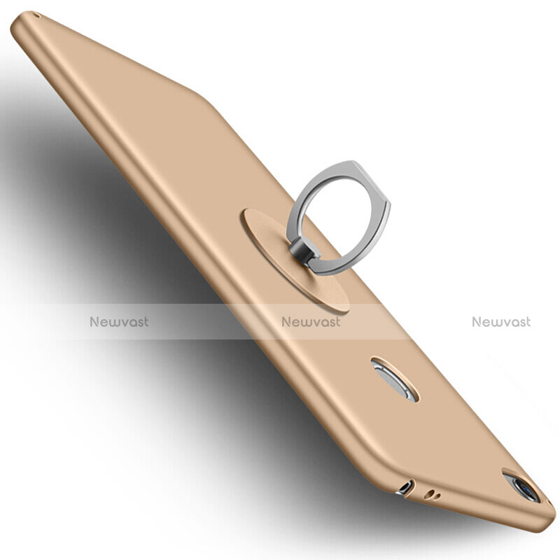 Hard Rigid Plastic Matte Finish Cover with Finger Ring Stand for Xiaomi Mi Max Gold