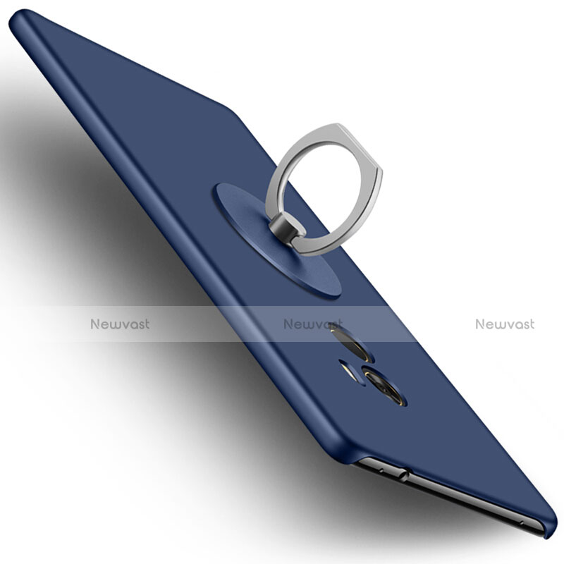 Hard Rigid Plastic Matte Finish Cover with Finger Ring Stand for Xiaomi Mi Mix Blue