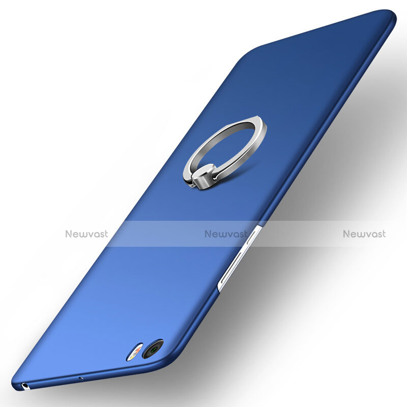 Hard Rigid Plastic Matte Finish Cover with Finger Ring Stand for Xiaomi Mi Note Blue