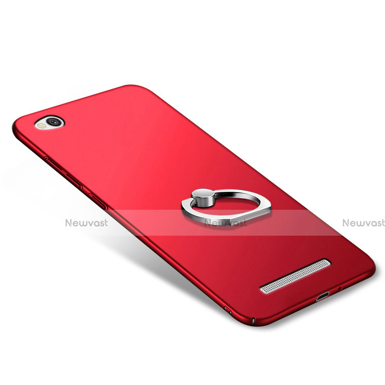 Hard Rigid Plastic Matte Finish Cover with Finger Ring Stand for Xiaomi Redmi 3 Red