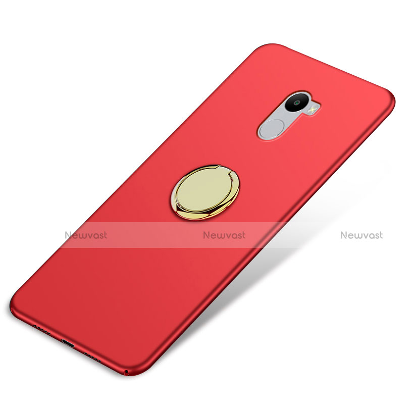 Hard Rigid Plastic Matte Finish Cover with Finger Ring Stand for Xiaomi Redmi 4 Standard Edition Red