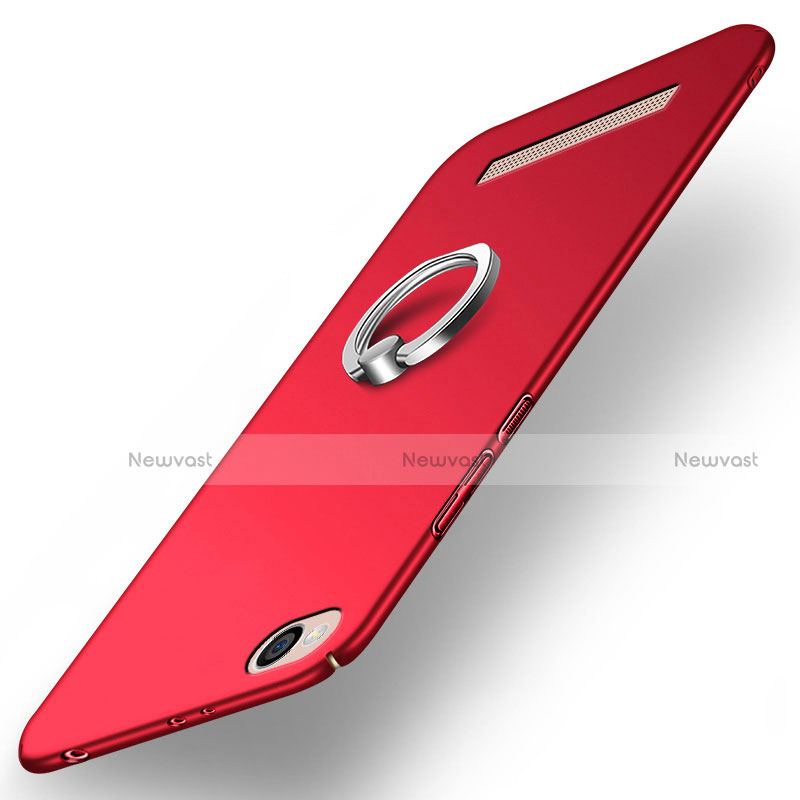 Hard Rigid Plastic Matte Finish Cover with Finger Ring Stand for Xiaomi Redmi 4A Red