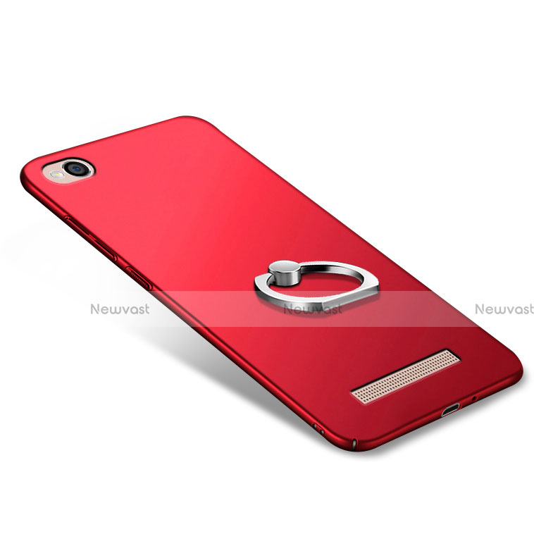 Hard Rigid Plastic Matte Finish Cover with Finger Ring Stand for Xiaomi Redmi 4A Red