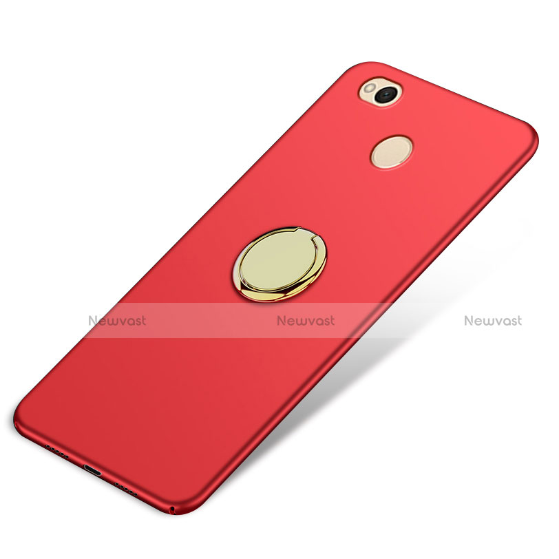 Hard Rigid Plastic Matte Finish Cover with Finger Ring Stand for Xiaomi Redmi 4X Red