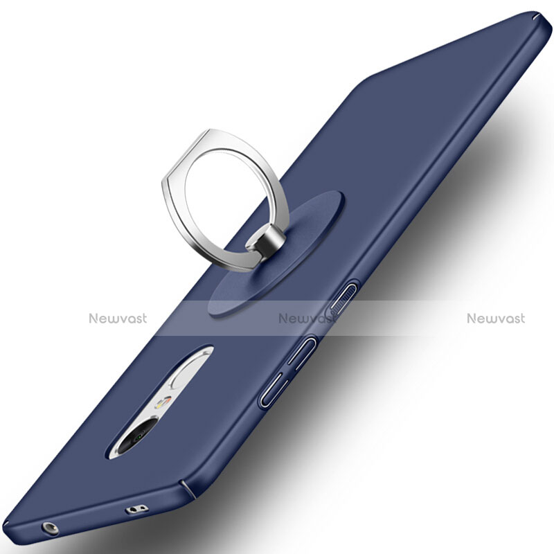 Hard Rigid Plastic Matte Finish Cover with Finger Ring Stand for Xiaomi Redmi Note 4X Blue