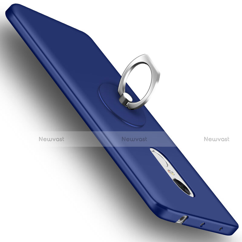 Hard Rigid Plastic Matte Finish Cover with Finger Ring Stand for Xiaomi Redmi Note 4X High Edition Blue