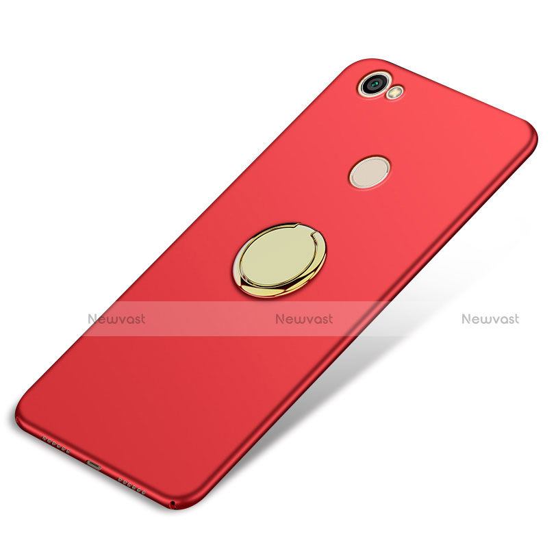 Hard Rigid Plastic Matte Finish Cover with Finger Ring Stand for Xiaomi Redmi Note 5A Prime Red