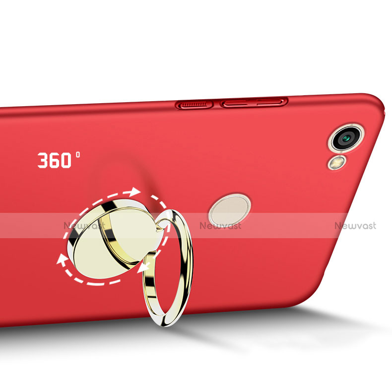 Hard Rigid Plastic Matte Finish Cover with Finger Ring Stand for Xiaomi Redmi Y1 Red