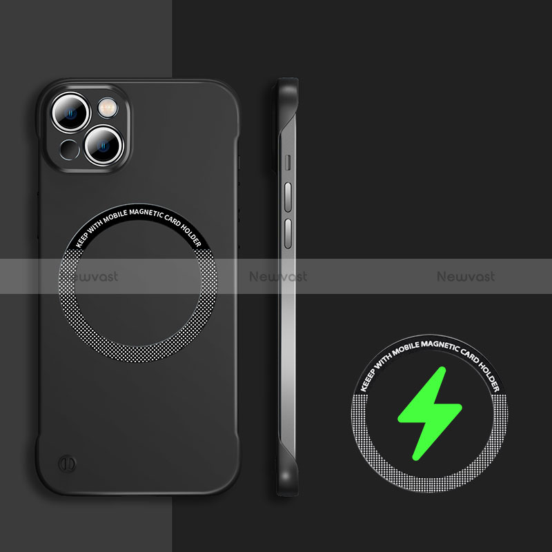 Hard Rigid Plastic Matte Finish Frameless Case Back Cover with Mag-Safe Magnetic for Apple iPhone 14 Plus Black