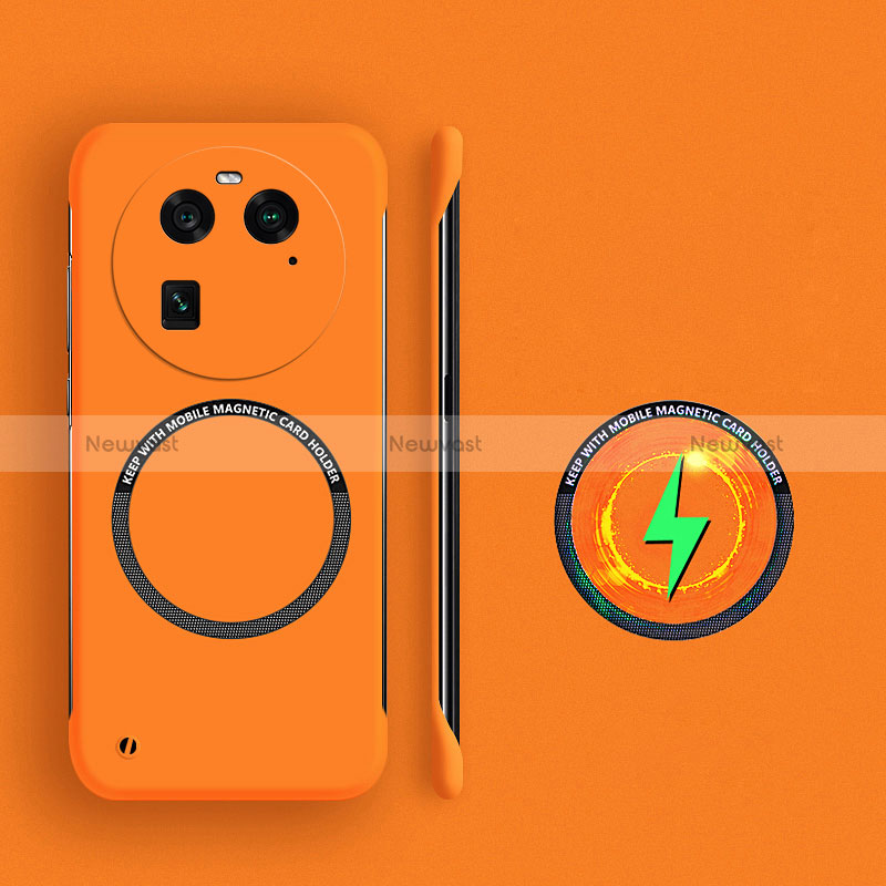 Hard Rigid Plastic Matte Finish Frameless Case Back Cover with Mag-Safe Magnetic for Oppo Find X6 Pro 5G Orange